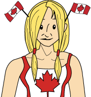 Une illustration d'une fille avec des drapeaux du Canada.